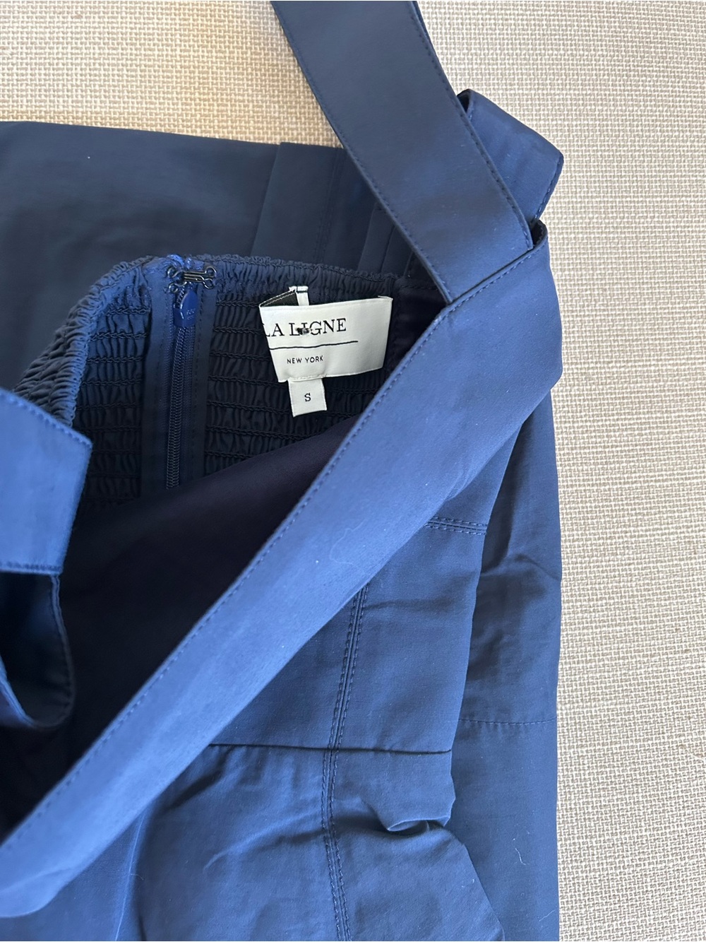 La Ligne Myrtle Midi Dress Midnight Navy Blue A Line French Classic - Picture 7 of 11